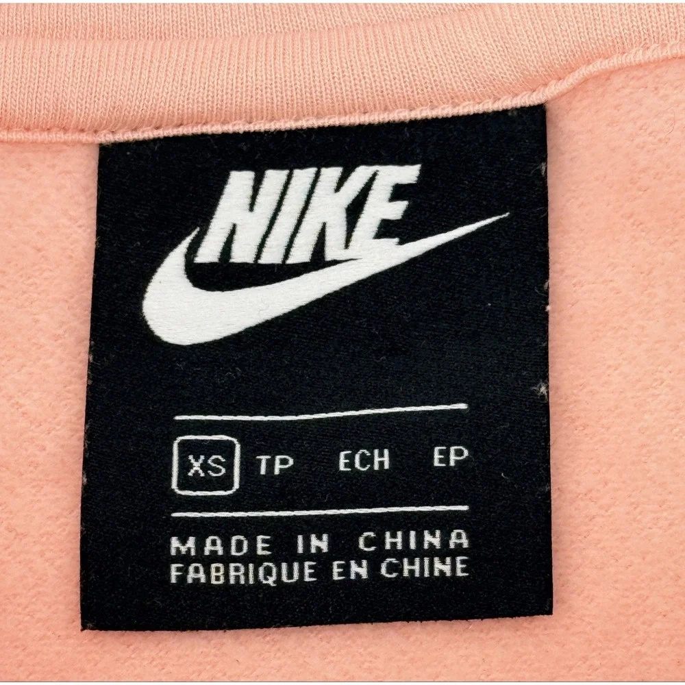 Nike Fleece Pullover‎ Hoodie Womens XS Pink Gold Swoosh Athletic Sweatshirt